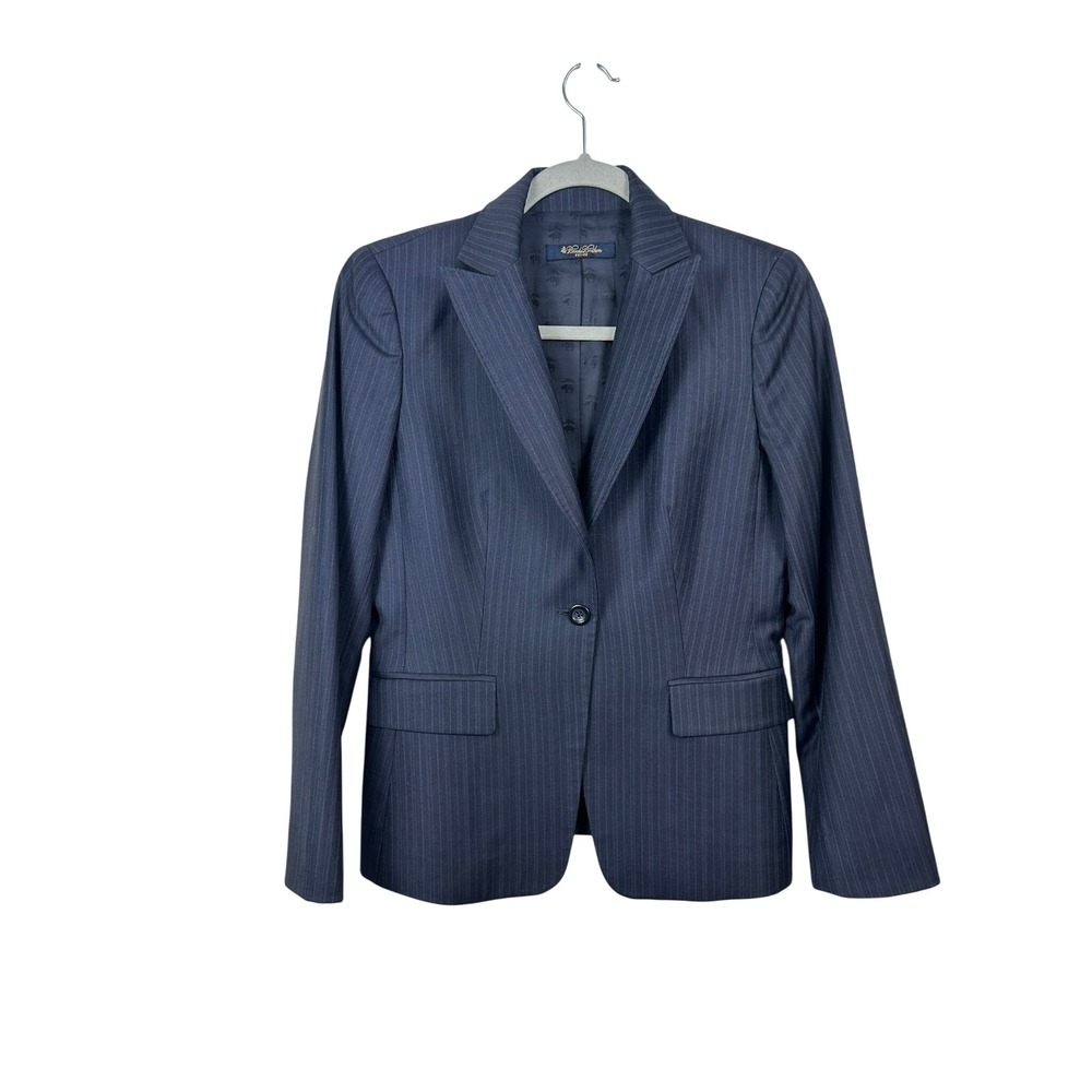 Brooks Brothers Blazer Women 4P Navy Pinstripe Excellent Loro Piana Wool Silk